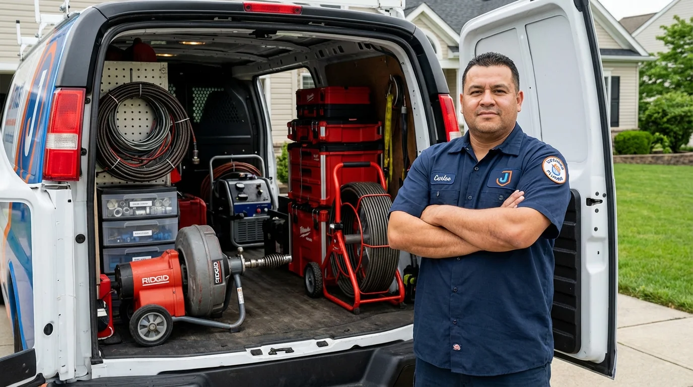 Professional drain cleaning equipment and Johns Plumbing LLC plumber in Muldrow