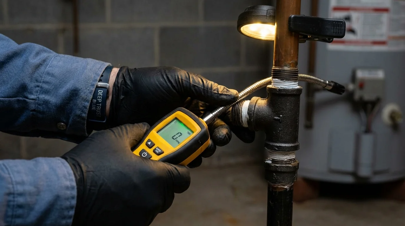 Gas leak detection with electronic sniffer by Johns Plumbing LLC in Muldrow