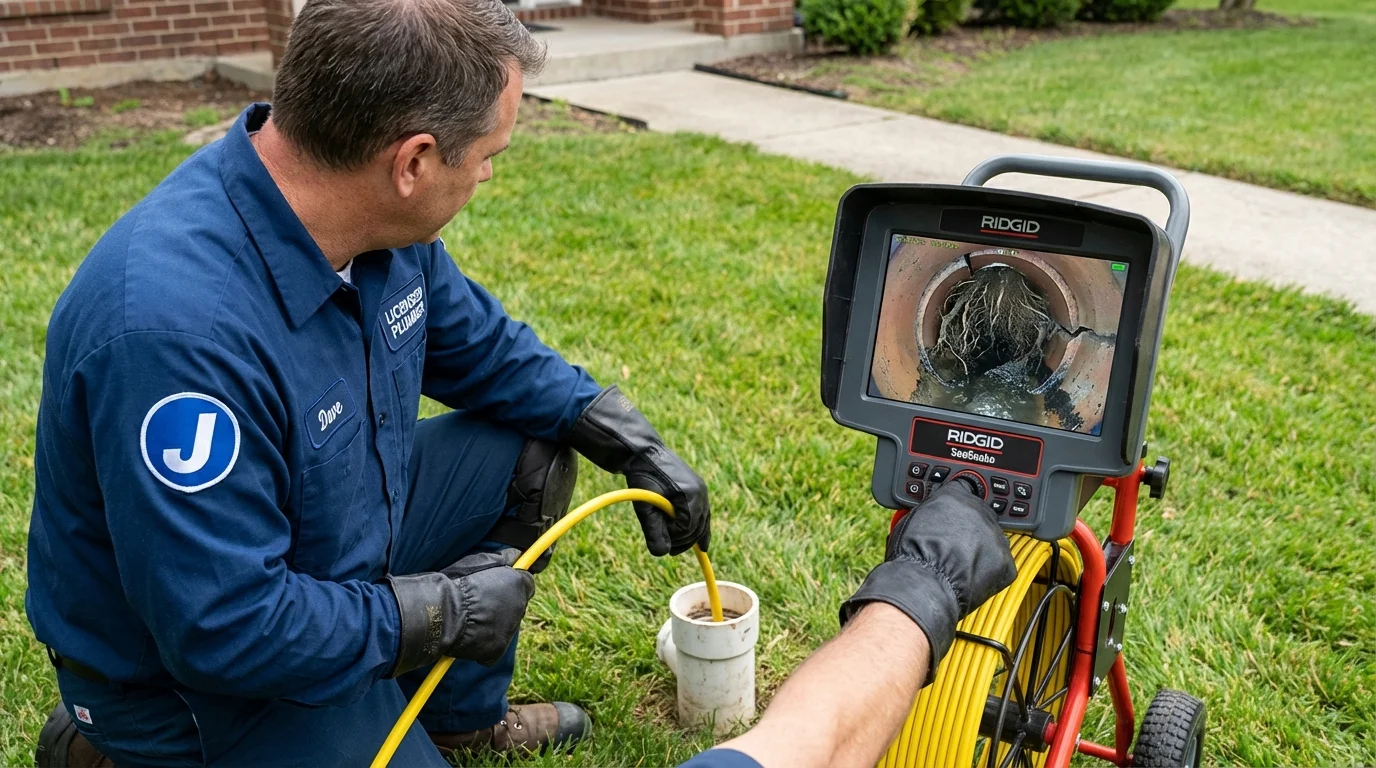Sewer camera inspection being performed by Johns Plumbing LLC in Muldrow